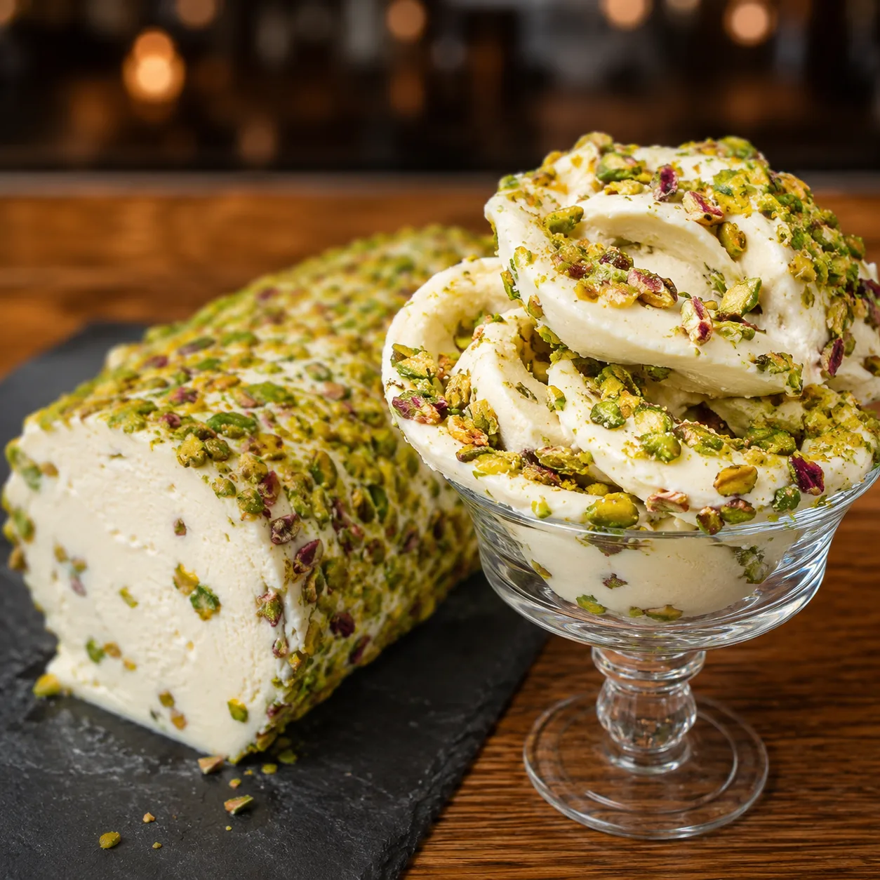 Pistachio booza — traditional Damascene ice cream